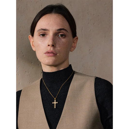 Colar Feminino Cruz Zircônia Cúbica Banhado a Ouro 18K