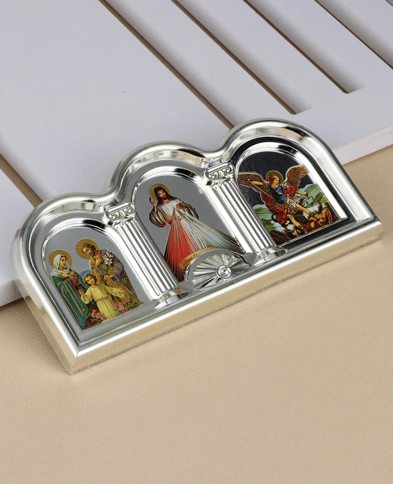 Marco de imagem católica divina misericórdia jesus cristo família sagrada são michael tríptico ícones adesivo mesa oração casa decoração da igreja