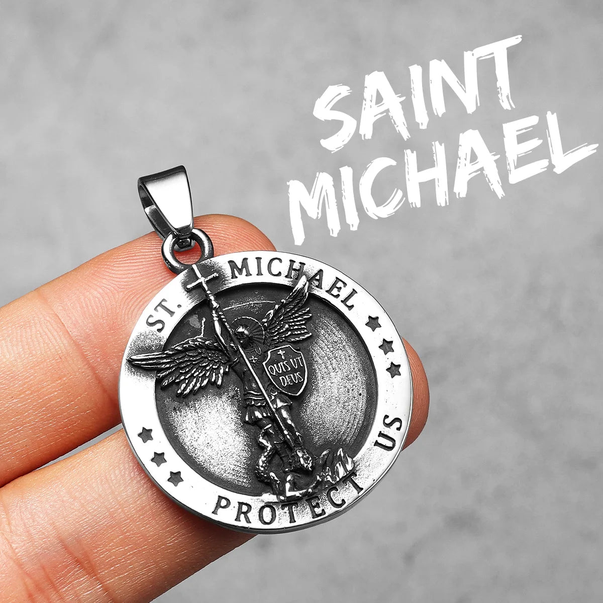 Colar Masculino de São Miguel Arcanjo em Aço Inoxidável