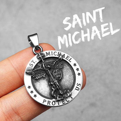 Colar Masculino de São Miguel Arcanjo em Aço Inoxidável