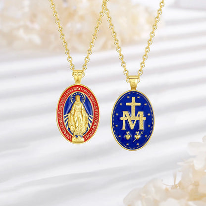 Colar Medalha Nossa Senhora das Graças de Prata Banhado a Ouro