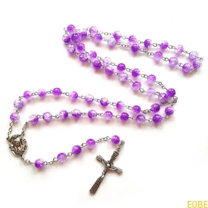 Terço Elegante com Contas Roxas