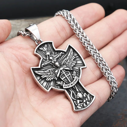 Colar Masculino São Miguel Guerreiro da Santíssima Trindade em Aço Inoxidável 316L