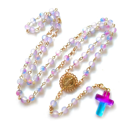 Terço de São Bento com Contas de Vidro Degradê