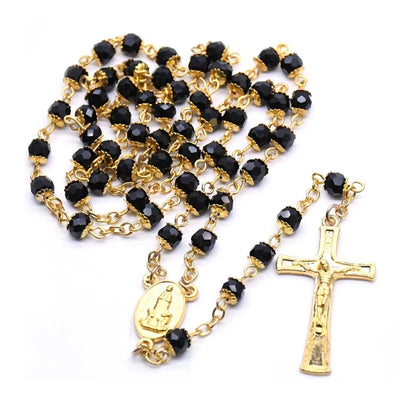 Terço de Nossa Senhora de Fátima Preto e Dourado