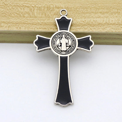 Diyalo 1 peça religiosa ouro prata cor exorcismo são bento crucifixo pingente de cruz amuletos para colar de rosário diy peças de joias