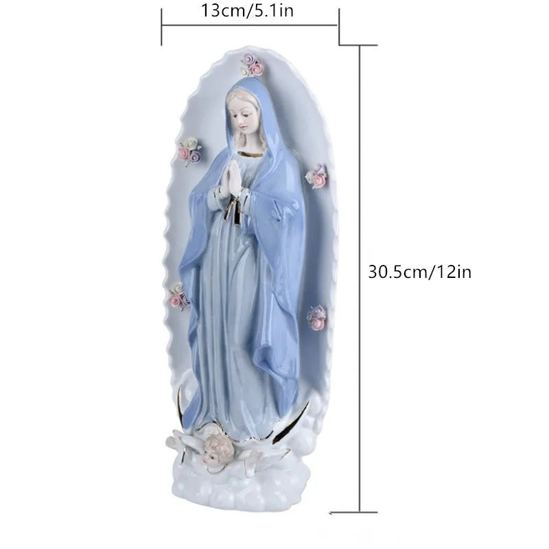 Fine Porcelana Virgem Maria Estátua, Nossa Senhora de Guadalupe, pintados à mão Figura