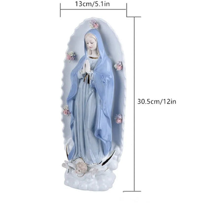 Fine Porcelana Virgem Maria Estátua, Nossa Senhora de Guadalupe, pintados à mão Figura