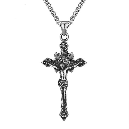 Crucifixo Colar Masculino Prata Modelo Essência Divina