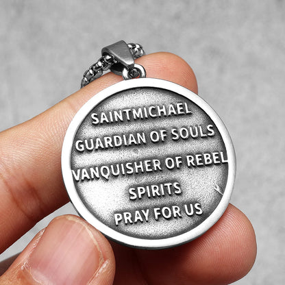 Colar São Miguel Arcanjo Masculino Modelo Guardião Prata