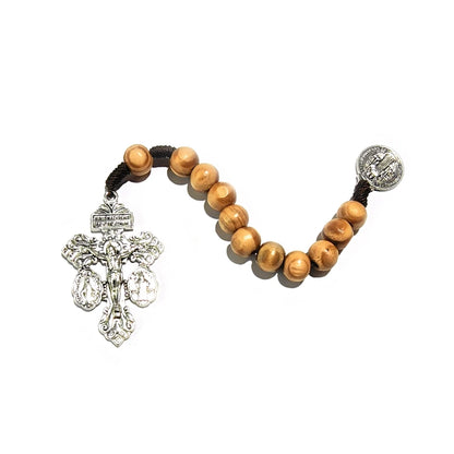 Mini Terço de Madeira com Cruz do Perdão e Medalha de São Bento