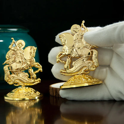 Imagem de São Jorge Banhada a Ouro com Suporte