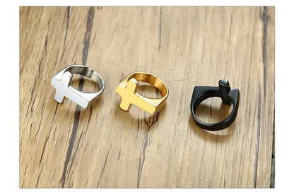 Anel Masculino Cruz em Aço Inoxidável – Força e Fé em Cada Detalhe