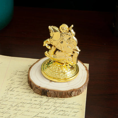 Imagem de São Jorge Banhada a Ouro com Suporte