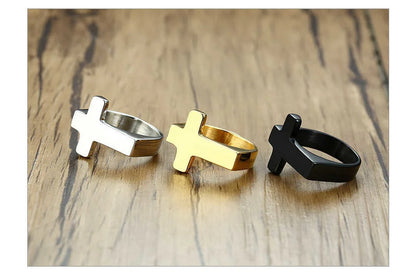 Anel Masculino Cruz em Aço Inoxidável – Força e Fé em Cada Detalhe