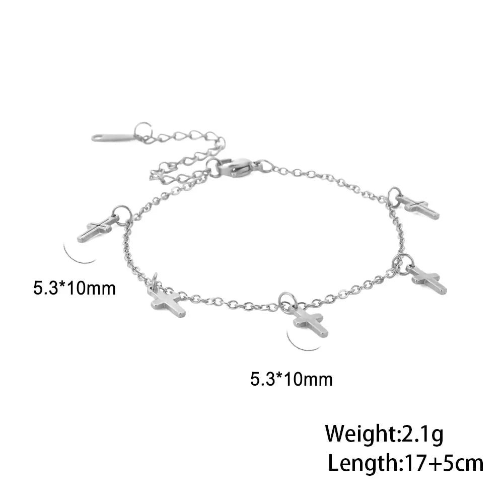 Cazador cruz cristã charme pulseira para mulheres boho pingente pulseiras na mão jóias de aço inoxidável bithday presente atacado