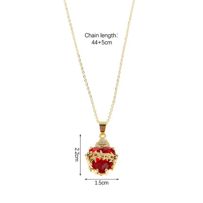 Colar Feminino Sagrado Coração de Jesus com Zircão Vermelho