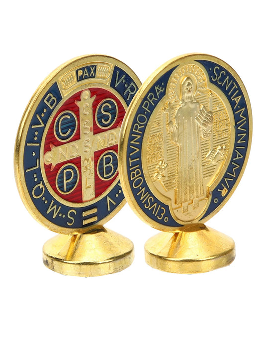 Ornamentos de Mesa Medalha São Bento em Liga de Metal