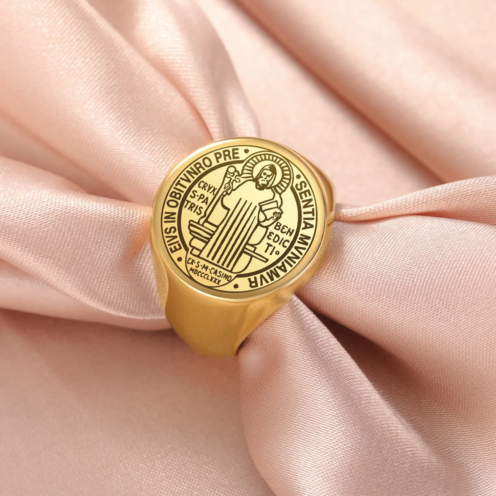 Anel São Bento Unissex em Aço Inoxidável