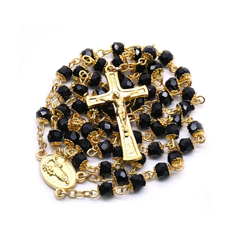 Terço de Nossa Senhora de Fátima Preto e Dourado
