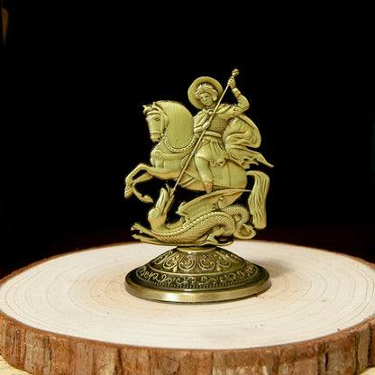 Imagem de São Jorge Banhada a Ouro com Suporte