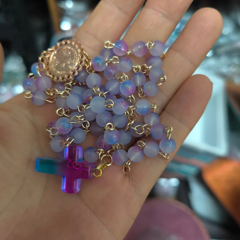 Terço de São Bento com Contas de Vidro Degradê