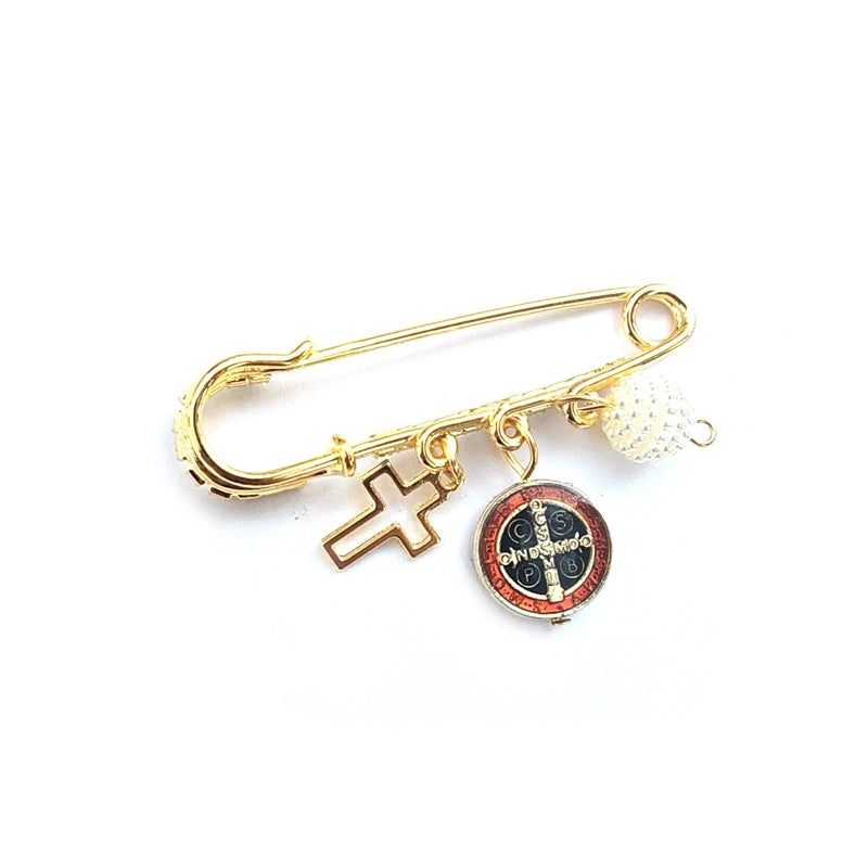 Broche Medalha São Bento com Cristais