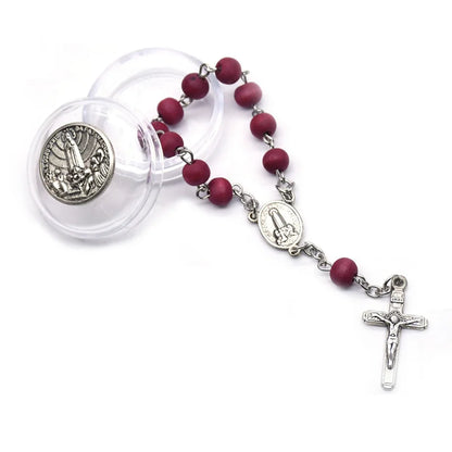 Dezena com Contas de Madeira Vermelha Nossa Senhora de Fátima