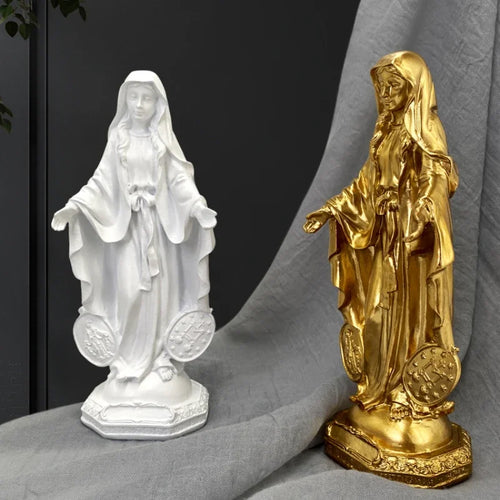 Imagem de Nossa Senhora das Graças com Medalha Milagrosa em Resina