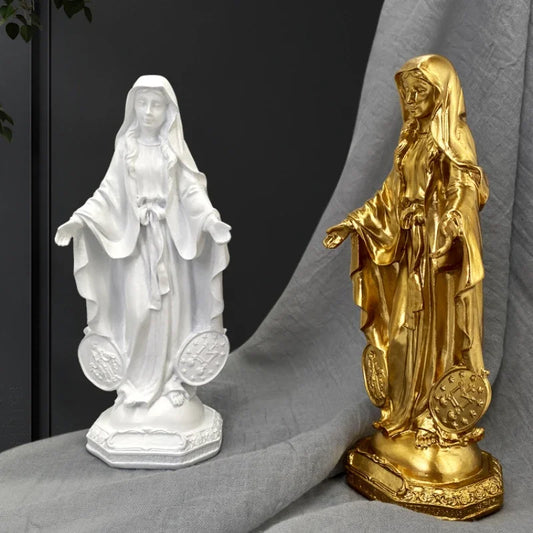 Imagem de Nossa Senhora das Graças com Medalha Milagrosa em Resina