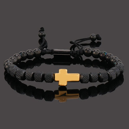 Pulseira Masculina Cruz de Aço Inoxidável
