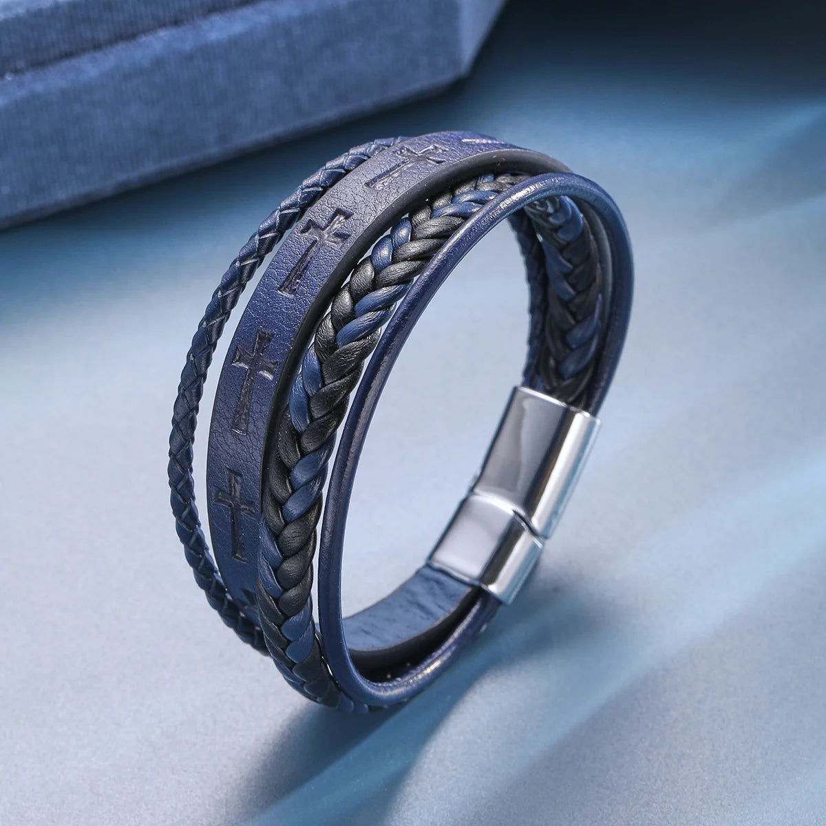 Pulseira Cruz de Couro Vintage Masculina