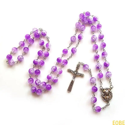 Terço Elegante com Contas Roxas