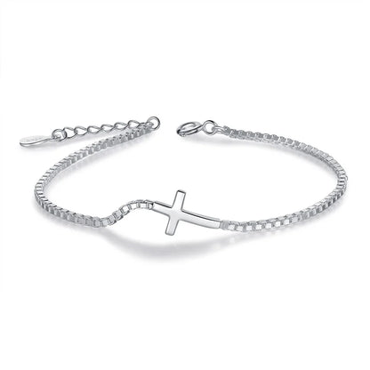 Pulseira Feminina Cruz em Prata Esterlina 925