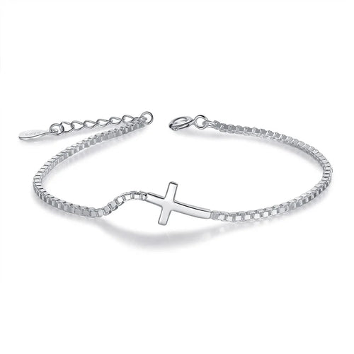 Pulseira Feminina Cruz em Prata Esterlina 925