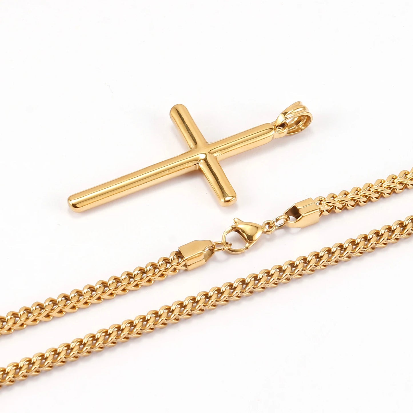 colar de cruz dourado