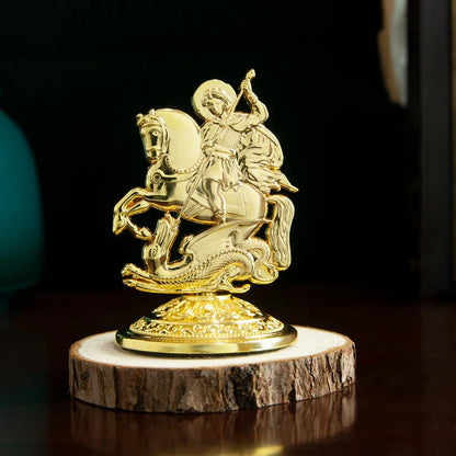 Imagem de São Jorge Banhada a Ouro com Suporte