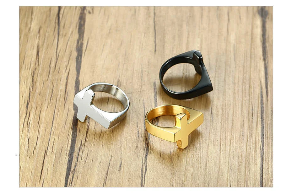 Anel Masculino Cruz em Aço Inoxidável – Força e Fé em Cada Detalhe