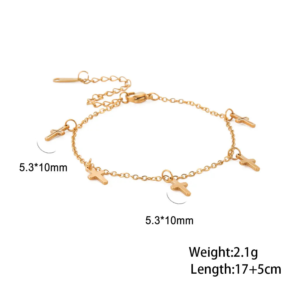 Cazador cruz cristã charme pulseira para mulheres boho pingente pulseiras na mão jóias de aço inoxidável bithday presente atacado