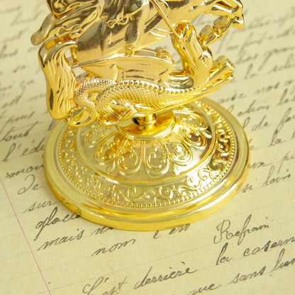 Imagem de São Jorge Banhada a Ouro com Suporte