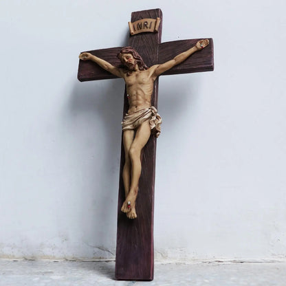 Resina crucifixo Jesus Christ Cross estátua, estatueta, presentes perfeitos para carro, casa, decoração da capela, coletivo