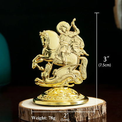 Imagem de São Jorge Banhada a Ouro com Suporte