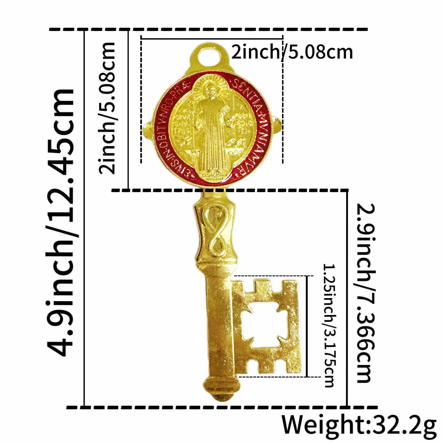 Chave Dupla Face São Bento 12cm – Elegância e Tradição