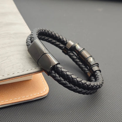 Pulseira Masculina de Couro com Cruz Devoto