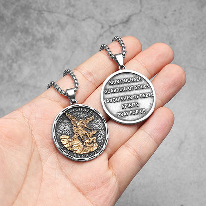 Colar São Miguel Arcanjo Masculino Modelo Guardião Prata