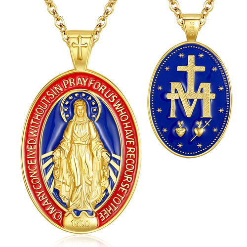 Colar Medalha Nossa Senhora das Graças de Prata Banhado a Ouro