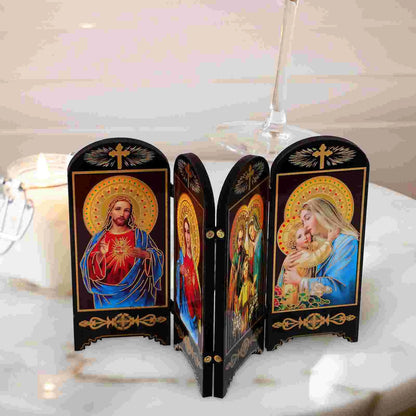 Placa Decorativa Sagrada Família em Madeira