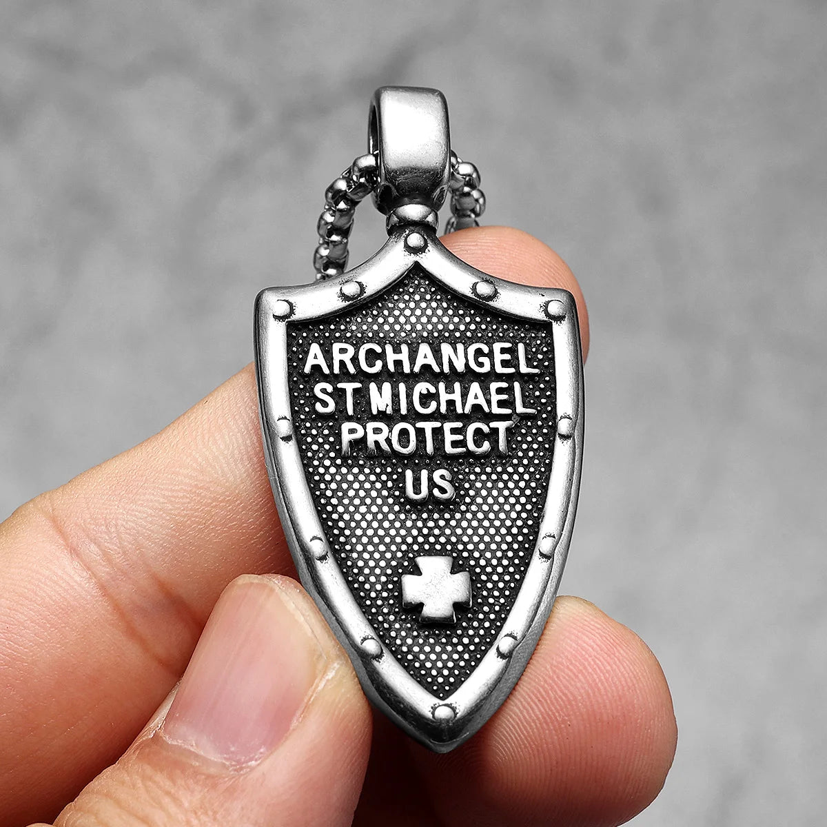 Colar Masculino Pingente de Escudo Arcanjo São Miguel