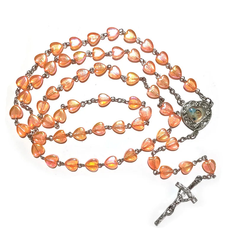 Terço Nossa Senhora Coroada de Estrelas com Contas de Coração