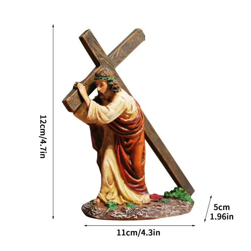 Estátua de crucifixo Jesus Crosss Estátua de resina Figura de Cristo Acessórios religiosos católicos Decoração